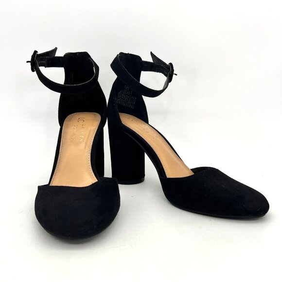 Lauren Conrad Hydrangea Womens Shoes Size 6.5 Black Suede Ankle Strap Block Heel - Picture 1 of 15